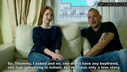 Крепкий байкер в черной майке долго ебет большим членом рыжую девушку #2